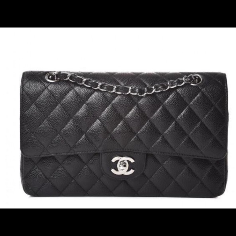 💯 Authentic Chanel handbag with silver chain.